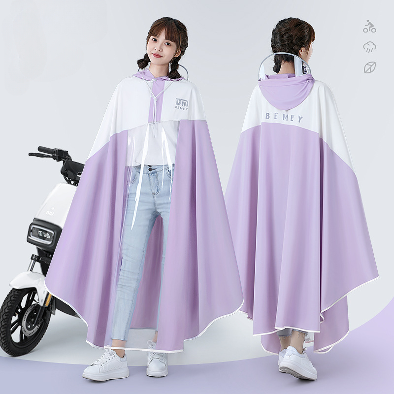 Cycling Rain Jacket Commute - Potable Bicycle Raincoat Fashionable Transparent Large